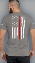Firefighter USA Vintage Flag T-Shirt - Image 2