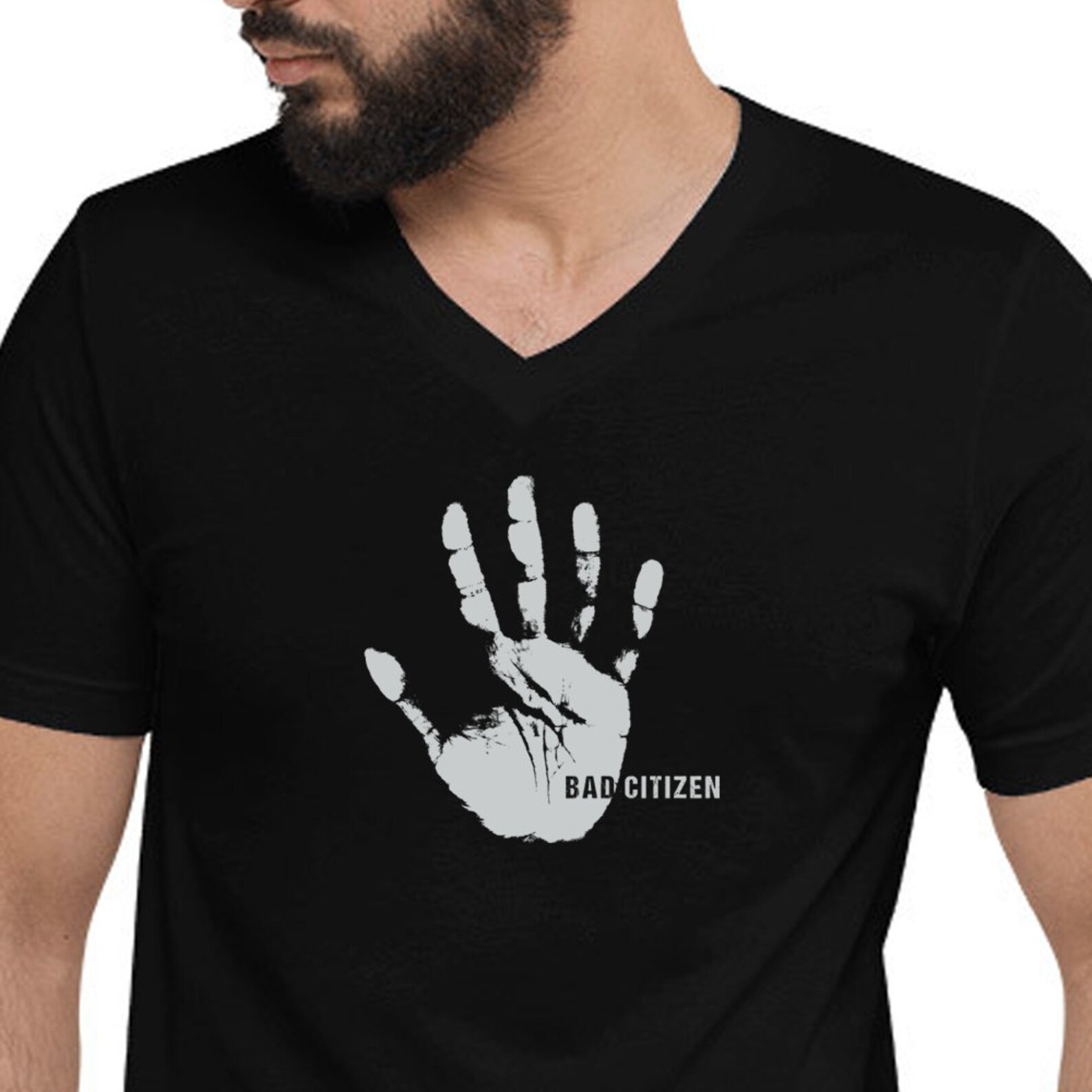 il_1588xN.4271353294_hg8i Bad Citizen Hnadprint Black Graphic T-Shirt - Image 1