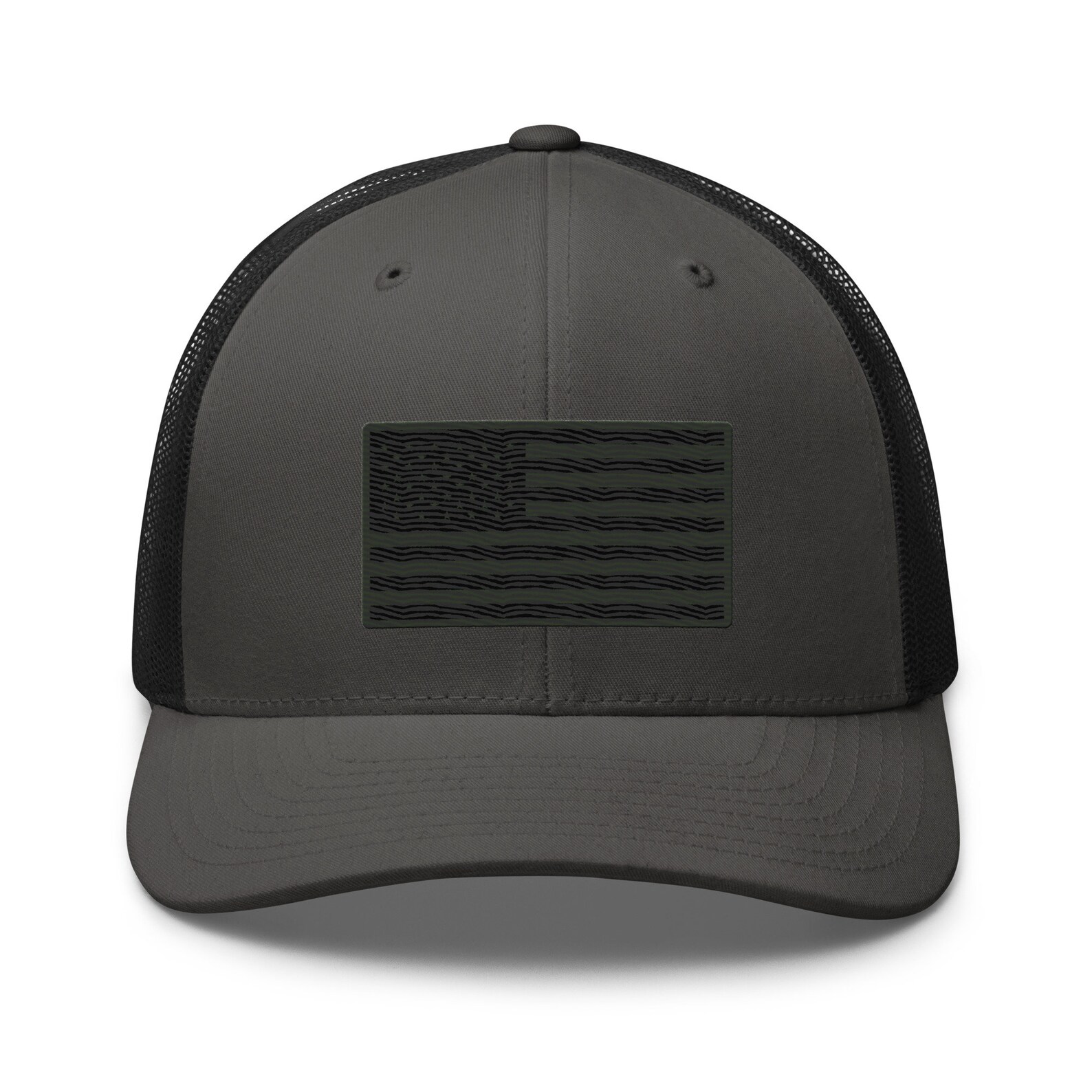 il_1588xN.5646392198_jxmn American Flag Embroidered 6-Panel Camouflage Trucker Cap - Image 1